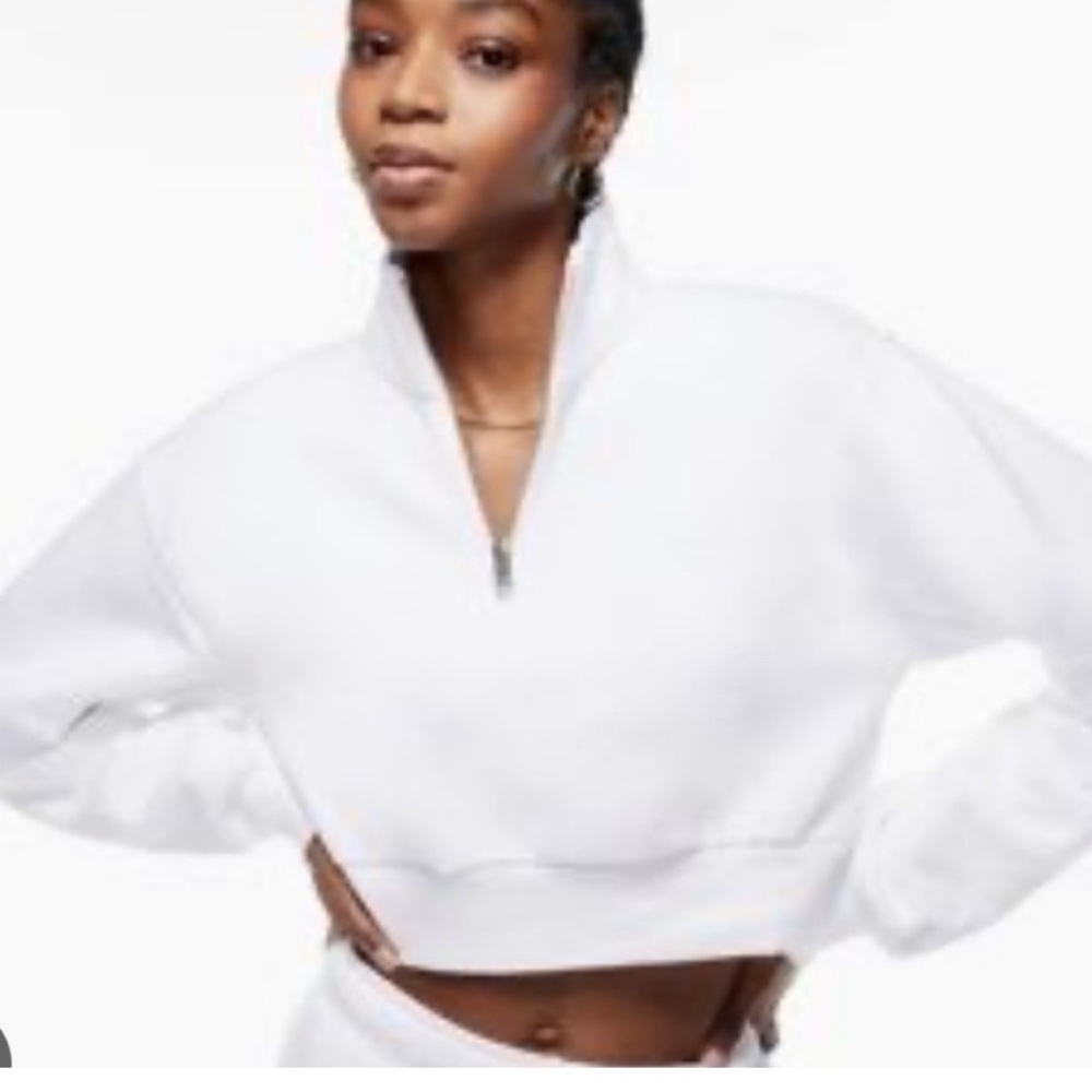 TNA white Half-Zip Cropped Sweatshirt